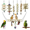 7pcs Bird Parrot Toys; Natural Wood Chewing Toy Bird Cage Toy; Bird Ladder Toy For Cockatiel; Parrot