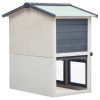 Outdoor Rabbit Hutch 3 Doors Gray Wood