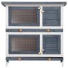 Outdoor Rabbit Hutch 4 Doors Gray Wood