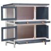 Outdoor Rabbit Hutch 4 Doors Gray Wood