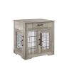 Furniture Style Dog Crate End Table with Drawer; Pet Kennels with Double Doors ; Dog House Indoor Use; (Grey; 29.92'w x 24.80' d x 30.71'h)