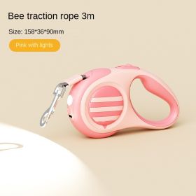 Pet traction rope Dog traction rope Strap type telescopic traction rope Walking dog traction rope Pet supplies wholesale (Specification (L * W): individual, colour: Little Bee Towing Rope -3m Light Pink)