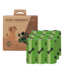 Degradable Bone Print Pet Poop Bag; Doggie Poop Bags; Dog Waste Bags (quantity: 9 Rolls (135 Bags))