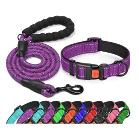 No Pull Dog Harness; Adjustable Nylon Dog Vest & Leashes For Walking Training; Pet Supplies (Color: Purple, size: M)