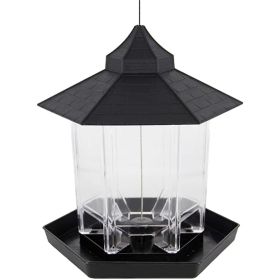 Yard Garden Decoration Hanging Panoramic Outside Bird Feeder (Color: Black, Type: Bird Feeder)