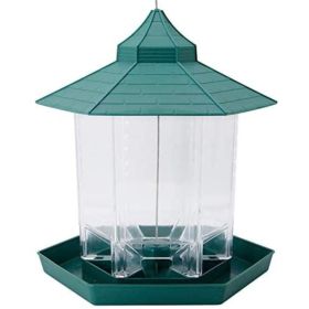 Yard Garden Decoration Hanging Panoramic Outside Bird Feeder (Color: Green, Type: Bird Feeder)