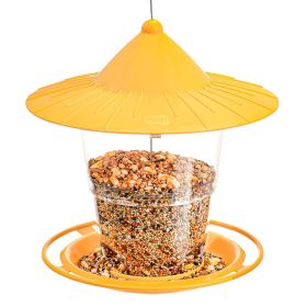 Yard Garden Decoration Hanging Panoramic Outside Bird Feeder (Color: Yellow, Type: Bird Feeder)