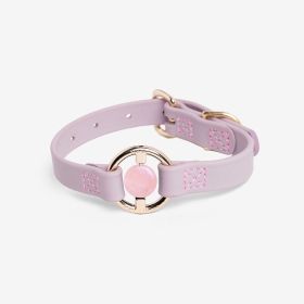 Luxury Spill-Proof Dog Collar Embedded with Healing Crystal (Color: Lilac Haze, size: large)