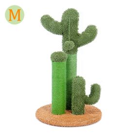 Pet Supplies Cute Cactus Tree Pet Cat Toy  With Ball Scratching Post (Color: Yellow, size: M)