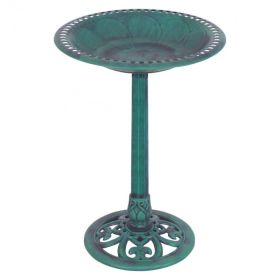 New Design Outdoor Garden Green Pedestal Bird Bath Feeder (Color: Green, Type: bird)