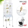 64" Rolling Bird Cage with Rolling Black Stand and Perch