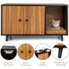 Cat Litter Box Enclosure with Divider and Double Doors