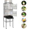 64" Rolling Bird Cage with Rolling Black Stand and Perch