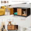 Cat Litter Box Enclosure with Divider and Double Doors