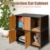 Cat Litter Box Enclosure with Divider and Double Doors