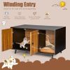 Cat Litter Box Enclosure with Divider and Double Doors