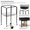 64" Rolling Bird Cage with Rolling Black Stand and Perch